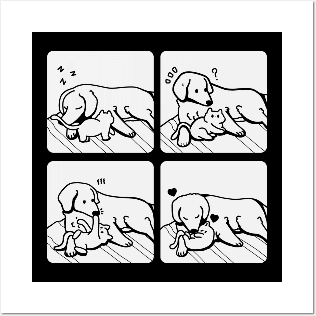 the dog and the kitty cat Wall Art by ArtStopCreative